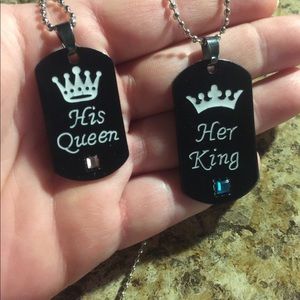His queen 👑 her king necklaces couples set